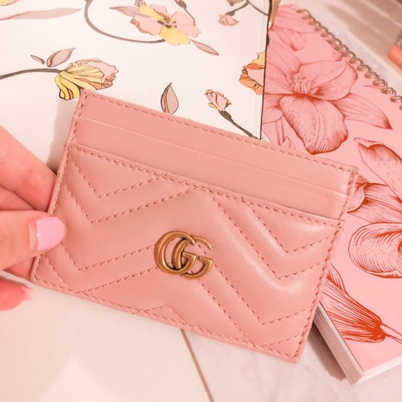 SOLD - Dusty Pink Gucci Marmont Card Holder - Picture 1 of 5